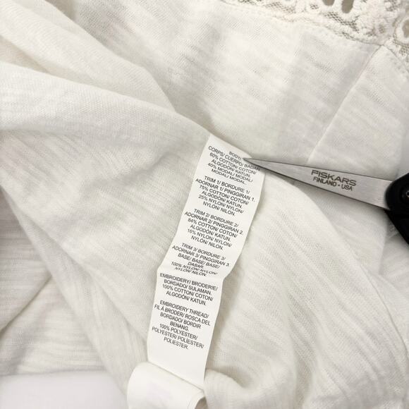 Lucky Brand Embroidered Top M Long Sleeve Shirt Blouse Lace Boho Hippie Peasant - Picture 7 of 7